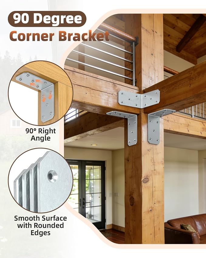 Heavy Duty L Brackets, 5x5 Inch, 300 LBS, Galvanized, 16 Pack | Carbon Steel - Image 4