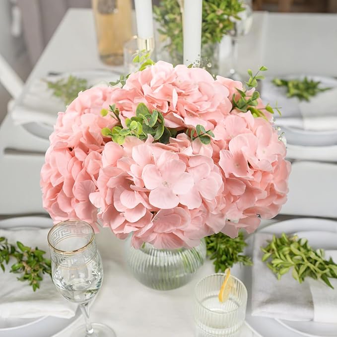 AVIVIHO 10Pcs Pink Fake Fake Flowers Hydrangea Artificial Flowers Bulk - Image 5