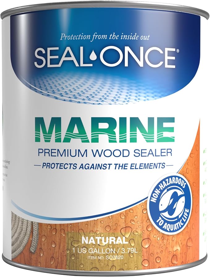 Seal-Once Marine Waterproof Wood Sealer and Stain, 1 Gallon | Waterproof Sealant by SEAL-ONCE