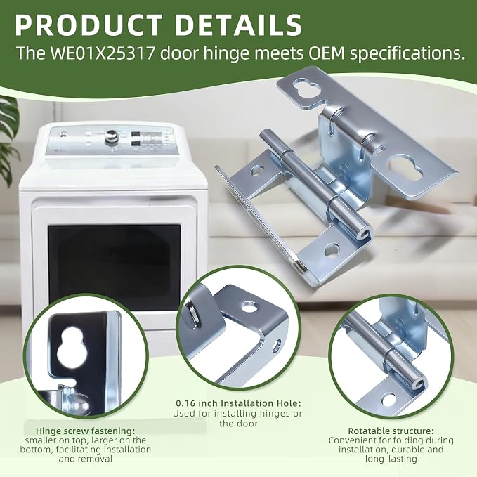 WE01X25317 Dryer Door Hinge WE01X25317 Door Hinge Fits - Image 4