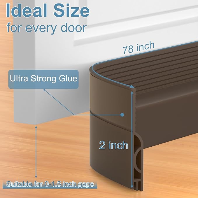 Door Draft Stopper, Door Sweep, Weather Stripping Seal 39Inch Brown | Silicone - Image 5
