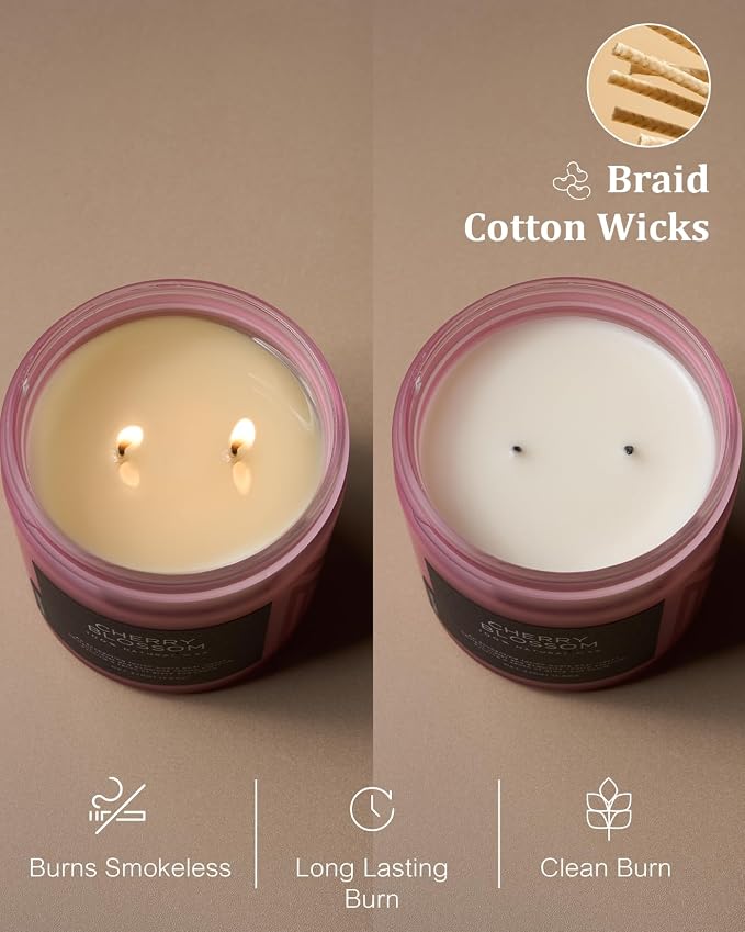 M&SENSE Cherry Blossom Home Scented Candles, 11.6oz Organic Soy Wax | 70-Hour - Image 5