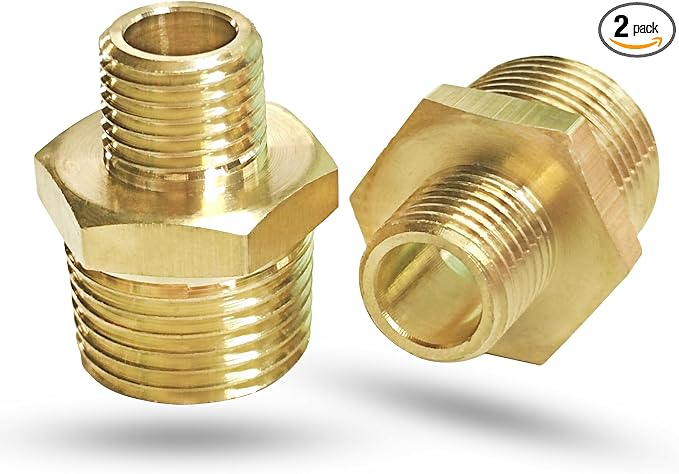 2PCS NPT Male Threaded Reducing Nipple Pipe Fitting Adapter, Brass Hex Nipple by feyadaperonline