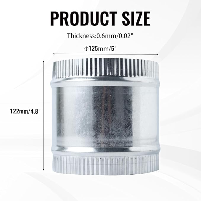 5 Inch Round Galvanized Steel Duct Connector - Image 2