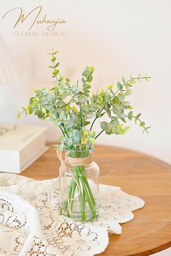 Muhanjia Artificial Eucalyptus Stems in Glass Vase - Image 7