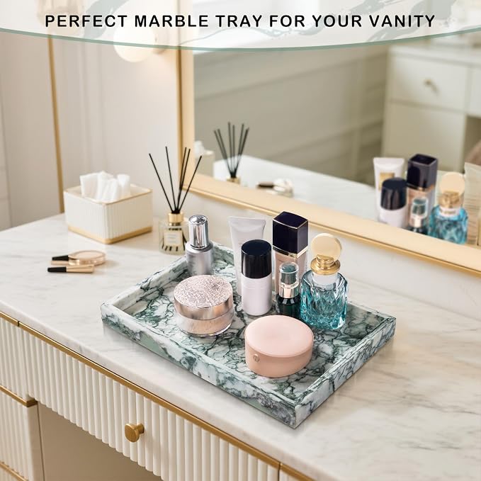 Marble Bathroom Tray for Countertop & Home Decor, Natural Decorative Marble - Image 5