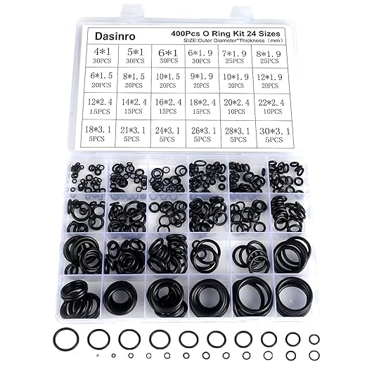 400 Pcs Rubber O-Rings Assortment Kit, 24 Sizes Rubber O-Ring Sealing Seal by Unknown