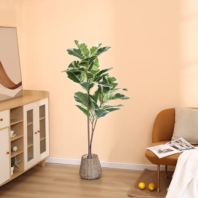 FLOWORLD Artificial Rubber Tree Plant 43in Tall Faux Ficus Tree Potted Fake - Image 3