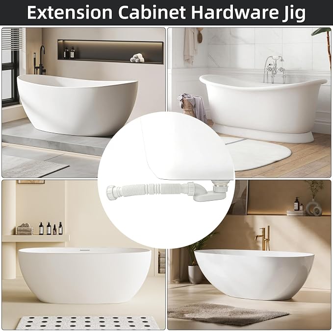 Low Profile 1-1/2" P Trap Flexible Bathtub Shower Drain Pipe Kit, Flat - Image 5