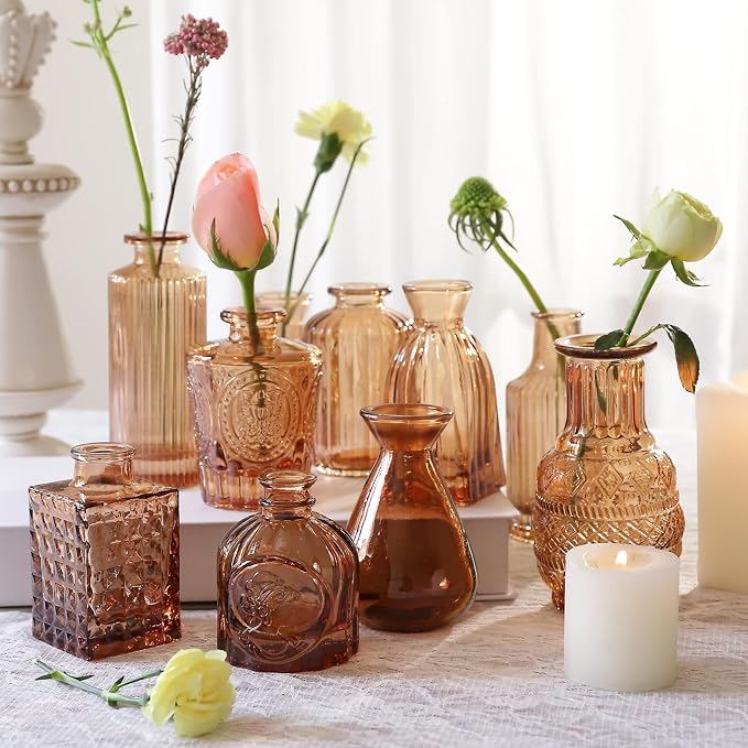 Amber Glass Bud Vases -Set of 20 - Image 3