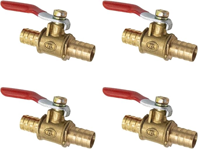 4-Pack 3/8 Inch Brass Ball Valve, 10mm Hose Barb by Joyangy