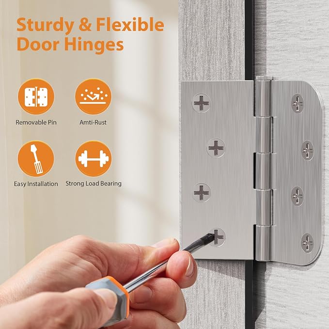 Brushed Nickel Door Hinges 4 Inch 3 Pack - Image 7