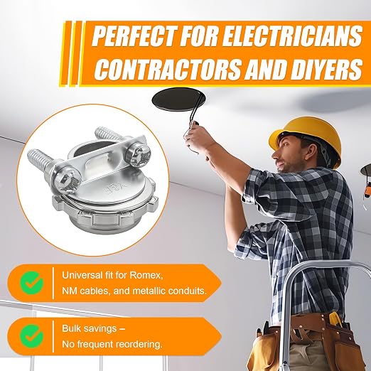 36 PCS 3/8" Cable Connectors for Romex/AC/MC/Flex, Zinc Alloy Wire Clamps | For - Image 6