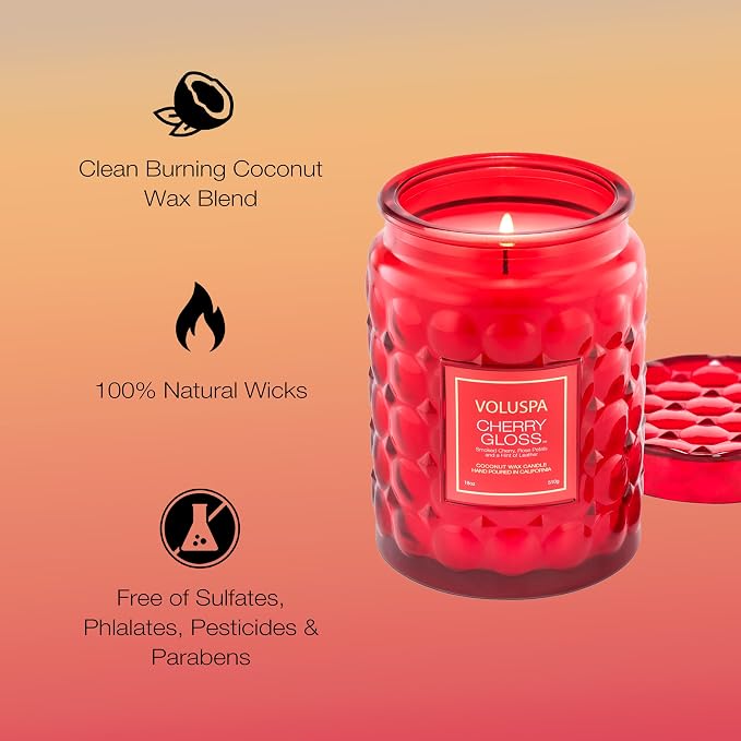 VOLUSPA Cherry Gloss 18 oz Scented Coconut Wax Candle - Image 4