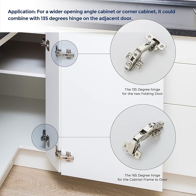 Ravinte Kitchen Cabinet Hinges, 165 Degree Door Hinges, 2 Pairs 4 Pack | - Image 7