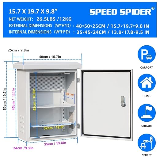 Outdoor Electrical Enclosure Nema Box16x20x10 Removable Mount Plate&FanVent | - Image 2
