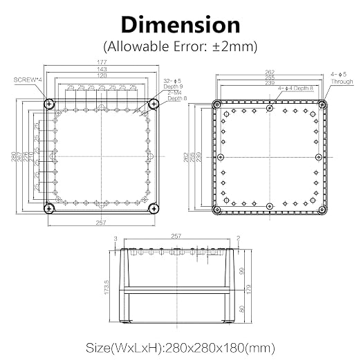Waterproof Dustproof IP67 Junction Box DIY Case Enclosure Gray 11 x 11 x 7.1 - Image 6