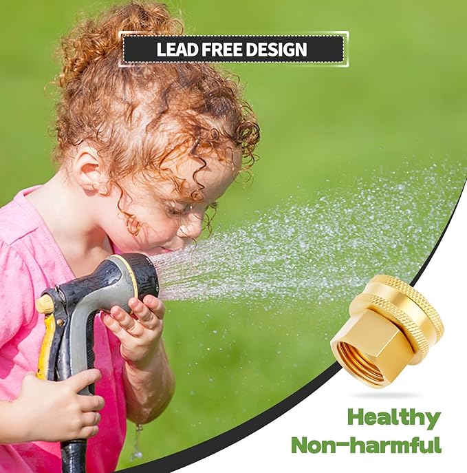 2 Pack Lead-Free Brass Garden Hose Threaded 3/4" GHT to 1/2 NPT Adapter | Green - Image 5