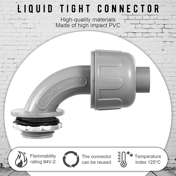 BBTO 48 Pieces 3/4 Inch Liquid Tight Connector Flexible Non Metallic Electrical - Image 4