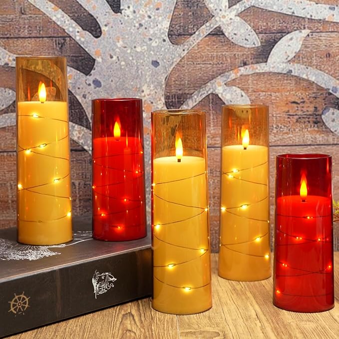 Eebuss Flameless Candles with Embedded Star String, Battery Operated LED Pillar - Image 6