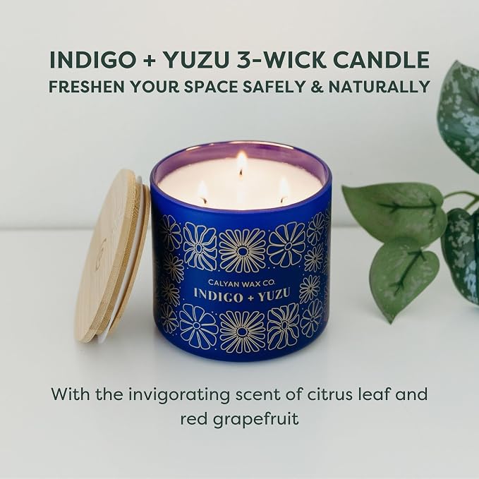 Indigo & Yuzu 3 Wick Scented Candle - Image 2