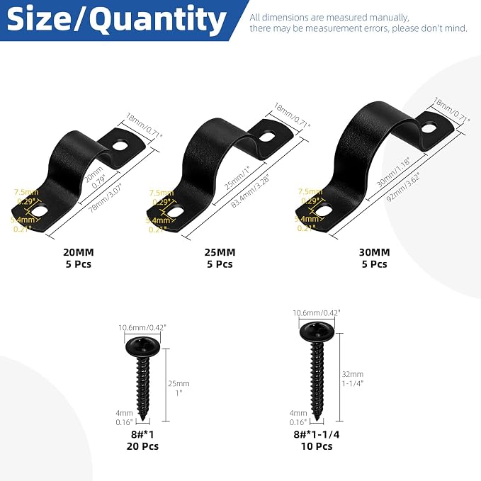 Glarks 15pcs 20/25/30mm Pipe Strap Clamp - Image 2