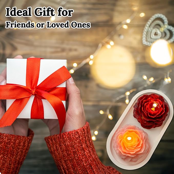 Light-Orange Peony Flower Shape Candles - Image 5
