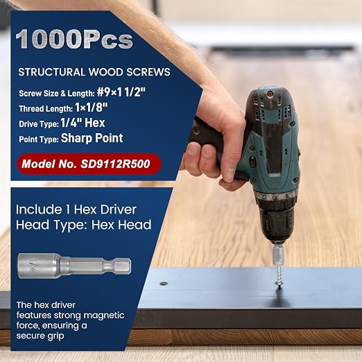 Mech.Galv.#9x-1/2 Joist Hanger Screws-1000 Qty, 9112R1000 Hurricane Screws | - Image 2