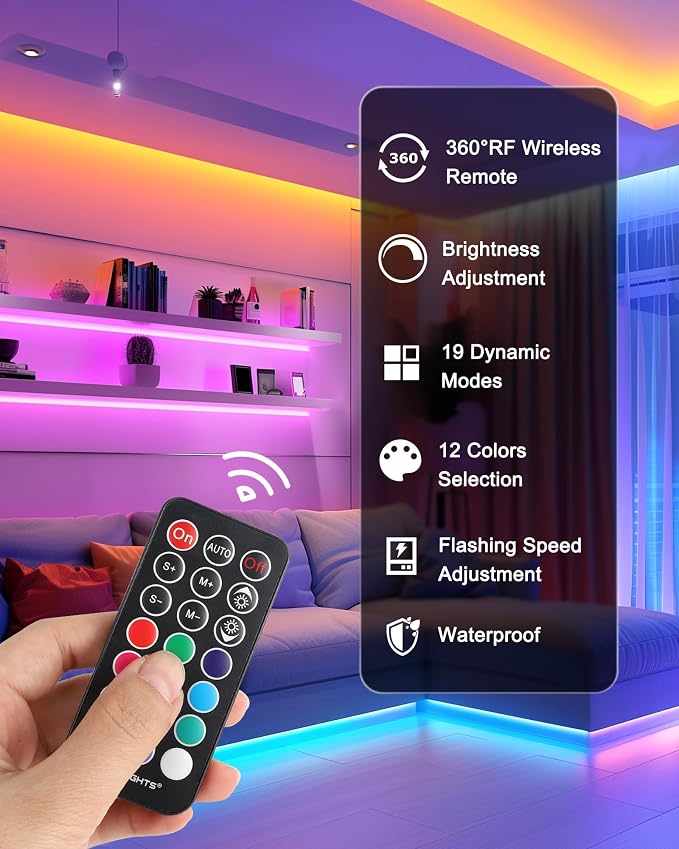 HitLights Waterproof LED Strip Lights Kit, RGB Color Changing Pre-Cut 4FT | UL - Image 4