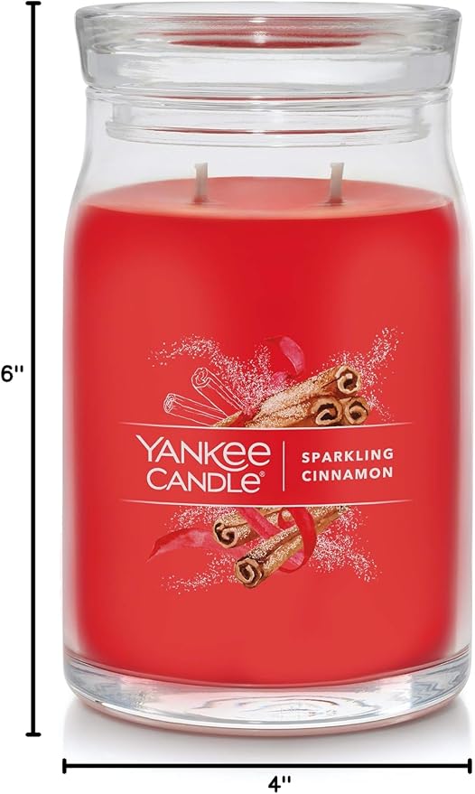 Yankee Candle Sparkling Cinnamon Scented Signature 20oz Large Jar 2-Wick Candle - Image 6