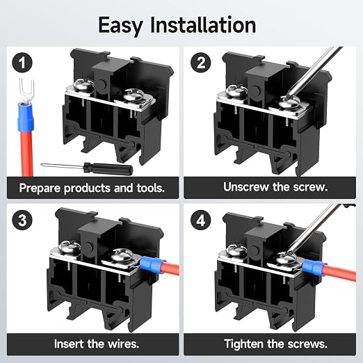 5Pcs JHY1 DIN Rail Terminal Blocks, 600V 63A, 16-10mm² | Detachable and - Image 5