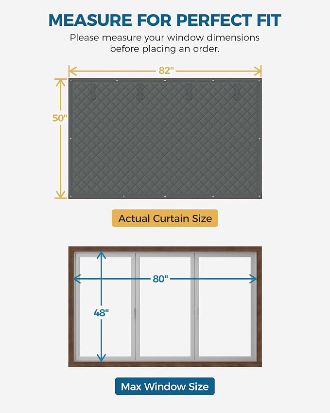 Augblinds Thermal Insulated Window Cover, Curtain Size 82 x 50 Inch, Quilted - Image 2