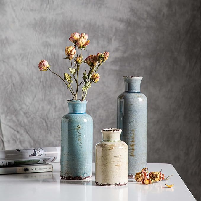 CwlwGO- Ceramic Vase Set of 3, Small Flower Vases - Image 4