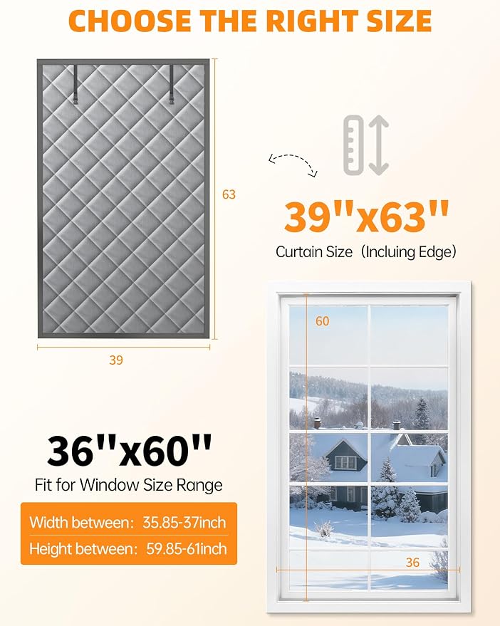 Window Insulation for Winter, 39″×63″ Thermal Window Cover, Dual-Sided - Image 2