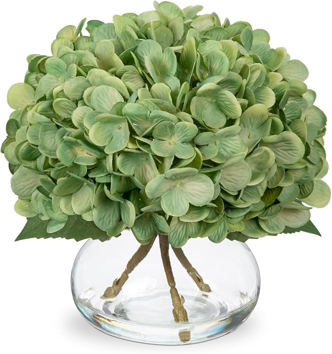 Hollyone Dark Green Hydrangea Artificial Flowers by Hollyone