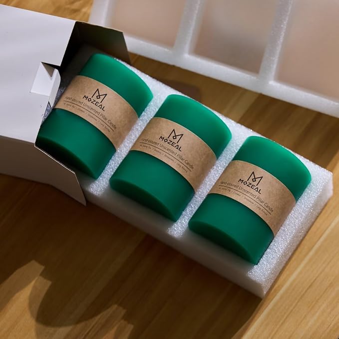 MOZEAL 3" x 6" Hand-Poured Unscented Candle, Dripless Pillar Candle Set of 3 - Image 5