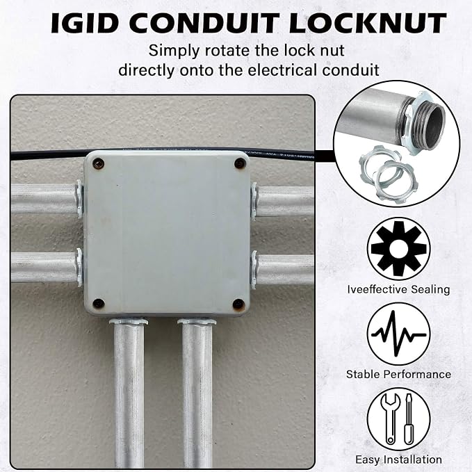 Yaocom 100 Pcs Electrical Conduit Lock Nut Rigid Lock Nut, 1/2 Inch | - Image 4