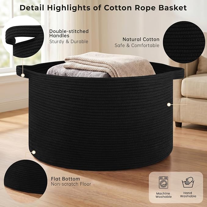 OIAHOMY 90L Extra Large Blanket Basket - Image 4