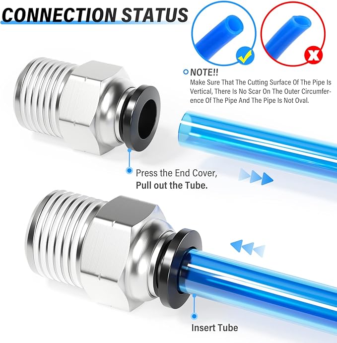 TAILONZ 5/16" Tube x 1/4" NPT Male Straight Push to Connect Fitting 10pcs | - Image 6