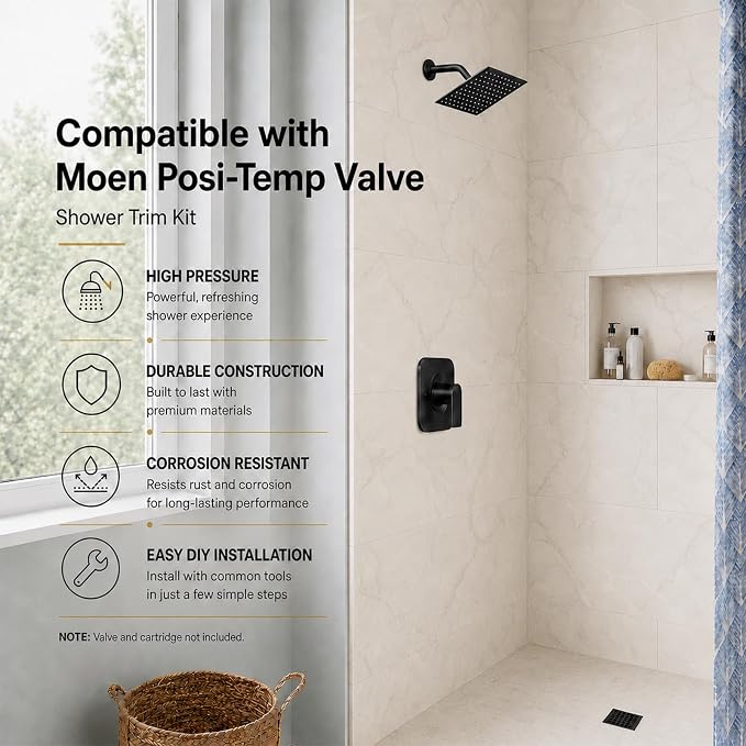 Compatible with Moen Posi-Temp Valve Shower Trim Kit, Replacement - Image 2