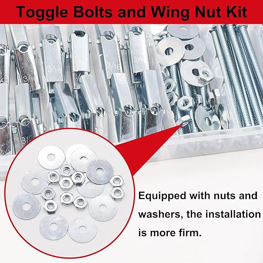 92Pcs 3/16 Inch Toggle Bolts for Drywall, Butterfly Anchors Heavy Duty Drywall - Image 3