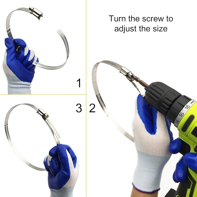 8 Inch Adjustable 304 Stainless Steel Duct Clamps Hose Clamp | Rust Resistant - Image 5