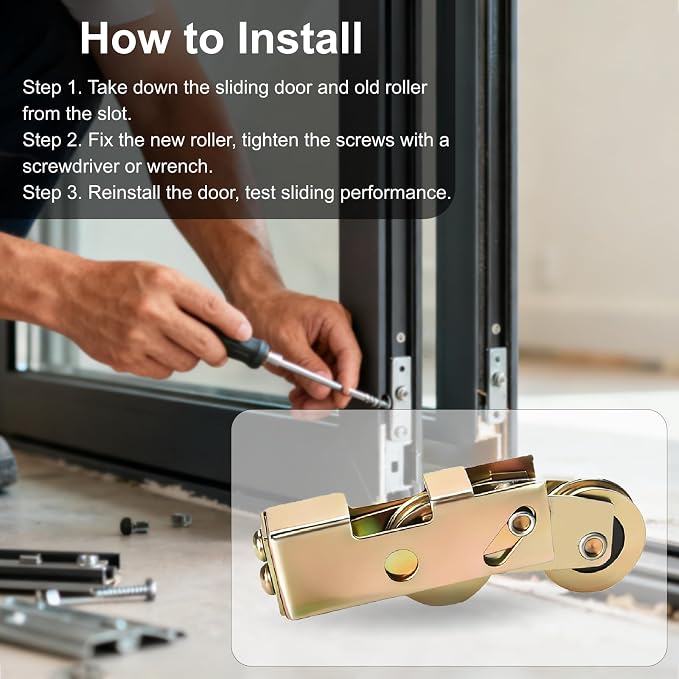 2 Pcs Sliding Door Rollers, Sliding Glass Door Rollers Replacement, Steel Ball - Image 3