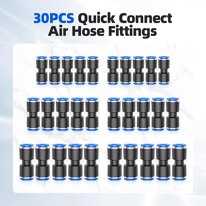 30PCS Quick Connect Air Hose Connectors 1/4 5/16 3/8 inch Straight Push to - Image 6