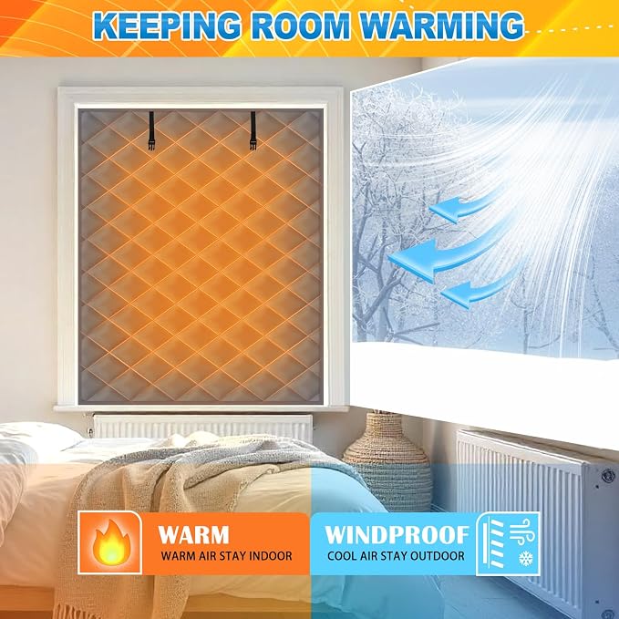 Fanfanwin 2 Pcs 63 x 39 Inches Window Insulation Curtain Kit Winter Thermal - Image 5