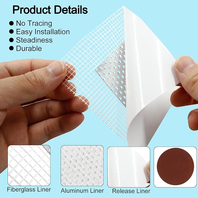 12 PCS, 2 inch Drywall Repair Patch Kit | Self Adhesive, Metal Sheetrock - Image 4