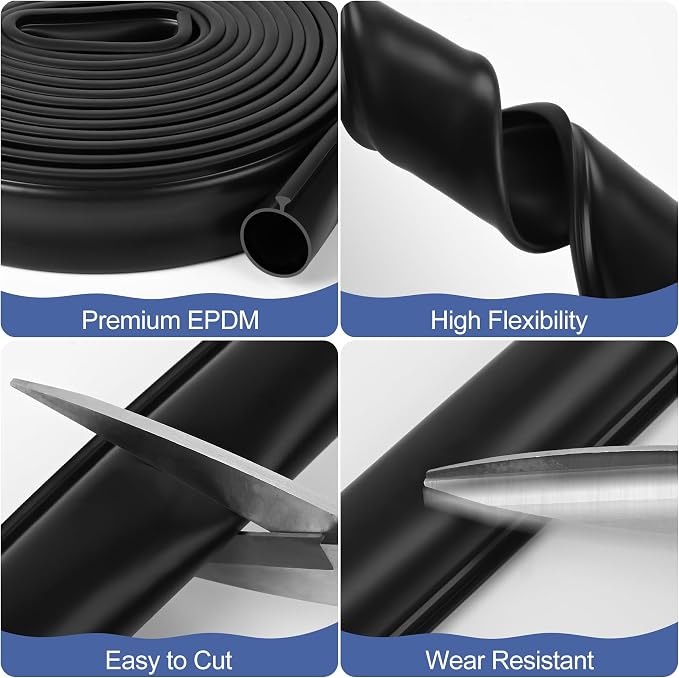 20FT Garage Door Seals Bottom Rubber, 0.35" Triangle Weather Stripping Seals - Image 6