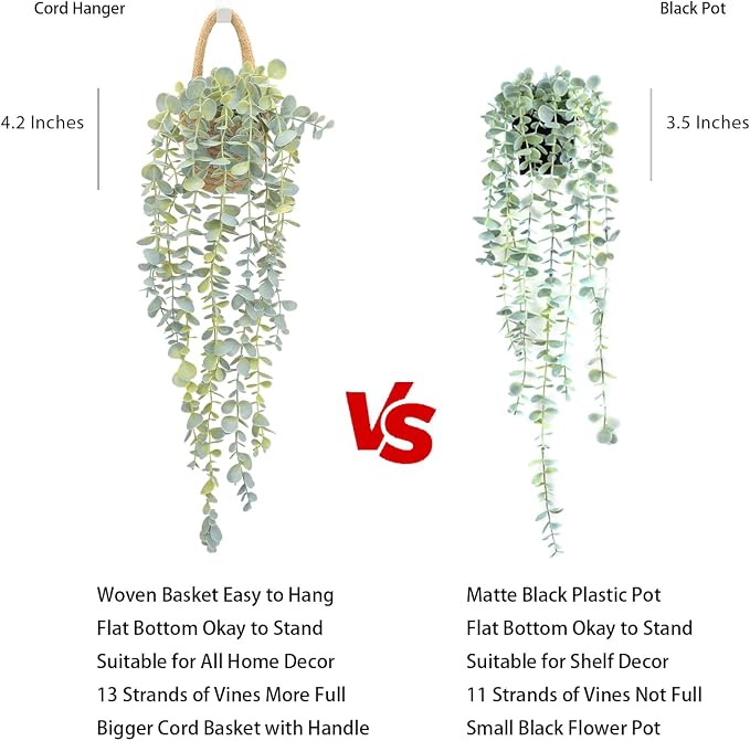 Fake Hanging Plant Decor Indoor, Eucalyptus Artificial Faux Plants in Wall - Image 4