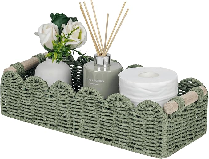 CubesLand Scalloped Toilet Paper Storage Basket W/Handle by CubesLand