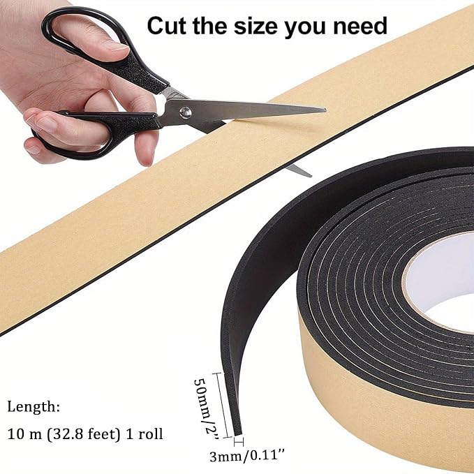 Pipe Insulation Foam Tape, 2 inch x 33 Ft Self Adhesive Insulation Wrap | Foam - Image 3